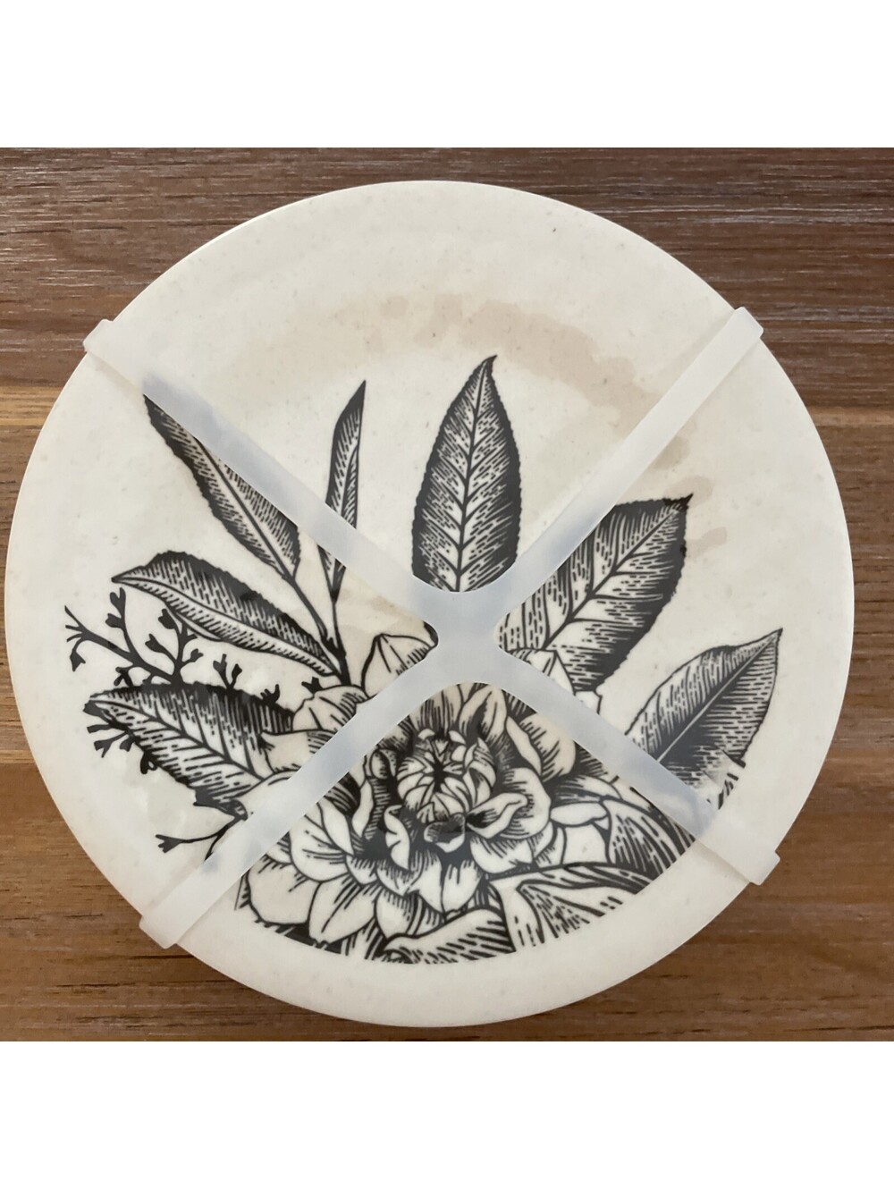 Demdaco Dessert Plates Set of 4- Black & White Floral Brand 6.24'